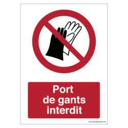Panneau Port de Gants Interdit P028 | Signalétique ISO 7010