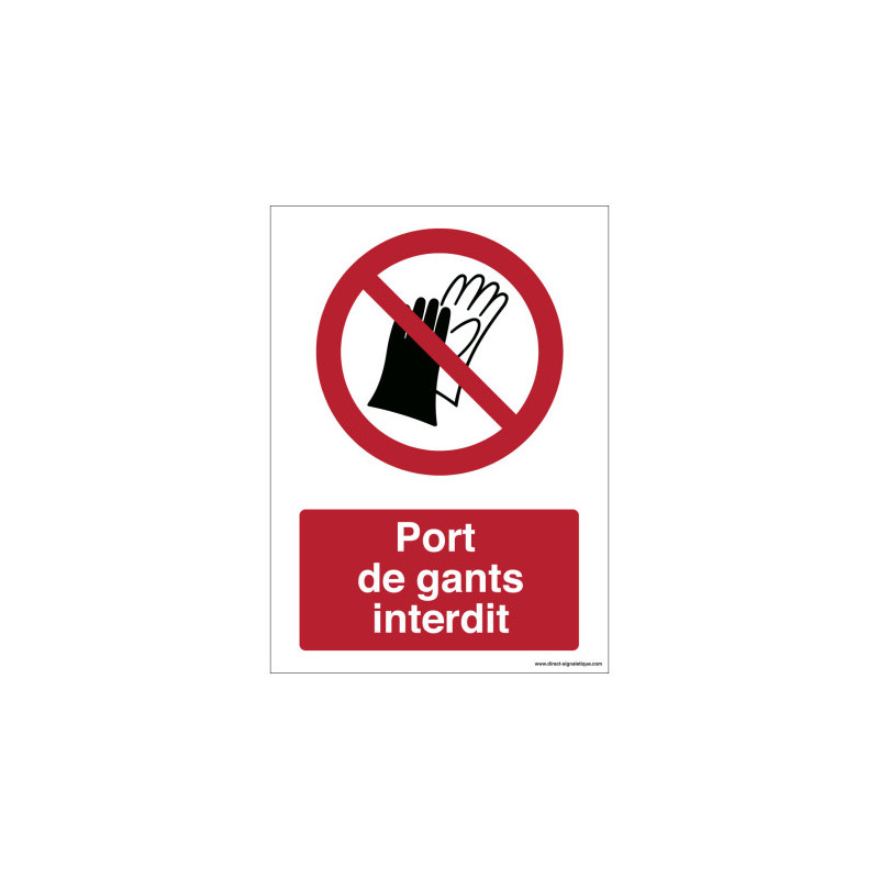 Panneau Port de Gants Interdit P028 | Signalétique ISO 7010