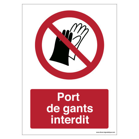 Panneau Port de Gants Interdit P028 | Signalétique ISO 7010