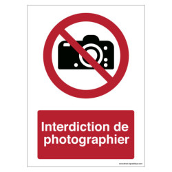 Panneau Interdiction de Photographier P029 ISO 7010 | Zone-Print