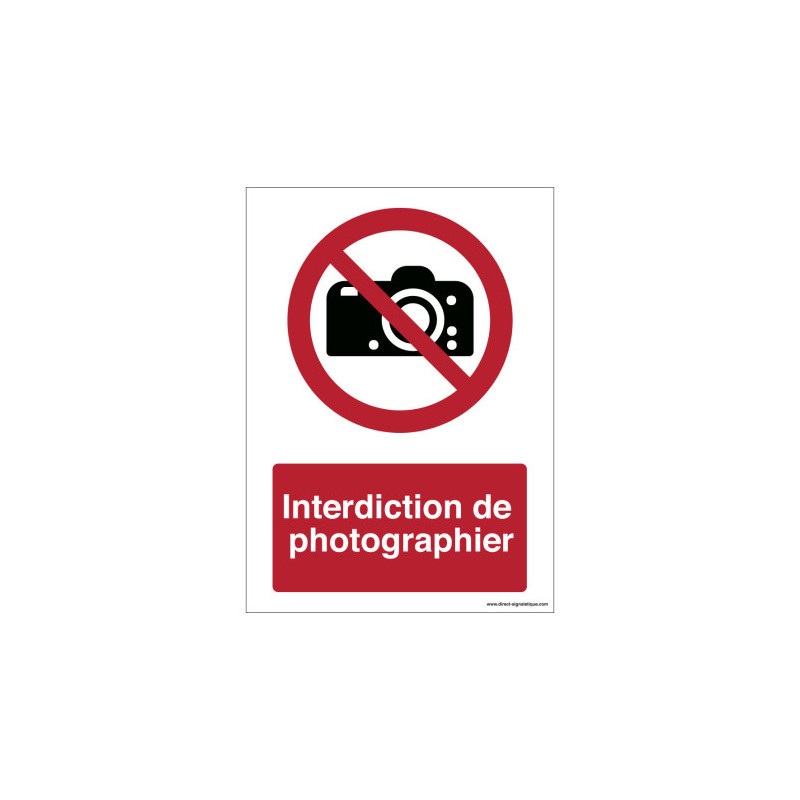 Panneau Interdiction de Photographier P029 ISO 7010 | Zone-Print
