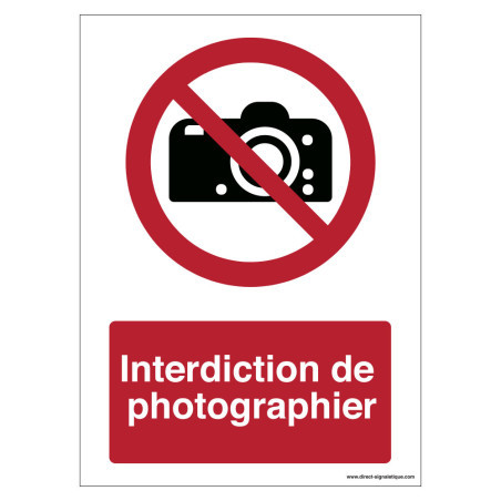 Panneau Interdiction de Photographier P029 ISO 7010 | Zone-Print