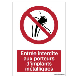 Signalétique Interdiction Implants Métalliques - Sécurité Pro