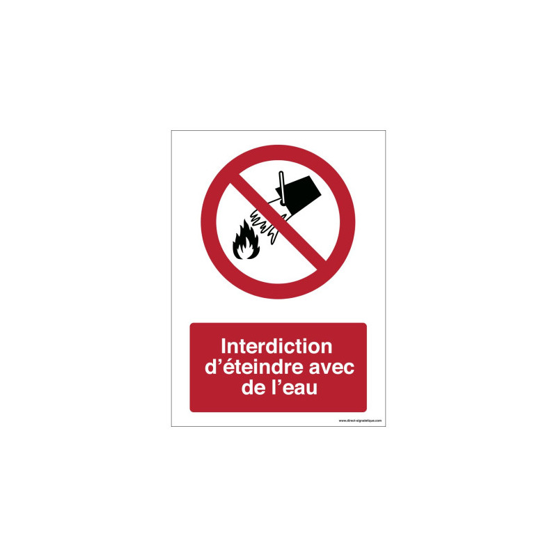 Panneau Interdiction d'Éteindre à l'Eau P011 | Zone-Print