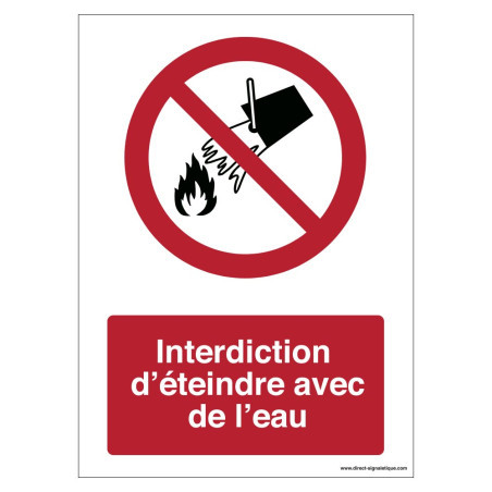 Panneau Interdiction d'Éteindre à l'Eau P011 | Zone-Print