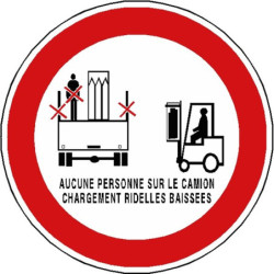 Panneau Sécurité : Interdiction Monter Ridelles Baissées