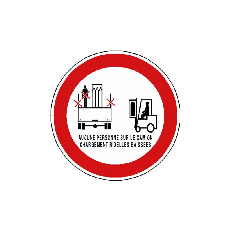 Panneau Sécurité : Interdiction Monter Ridelles Baissées