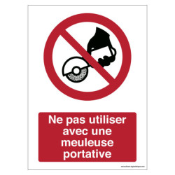 Panneau Interdiction Meuleuse Portative | Sécurité ISO 7010