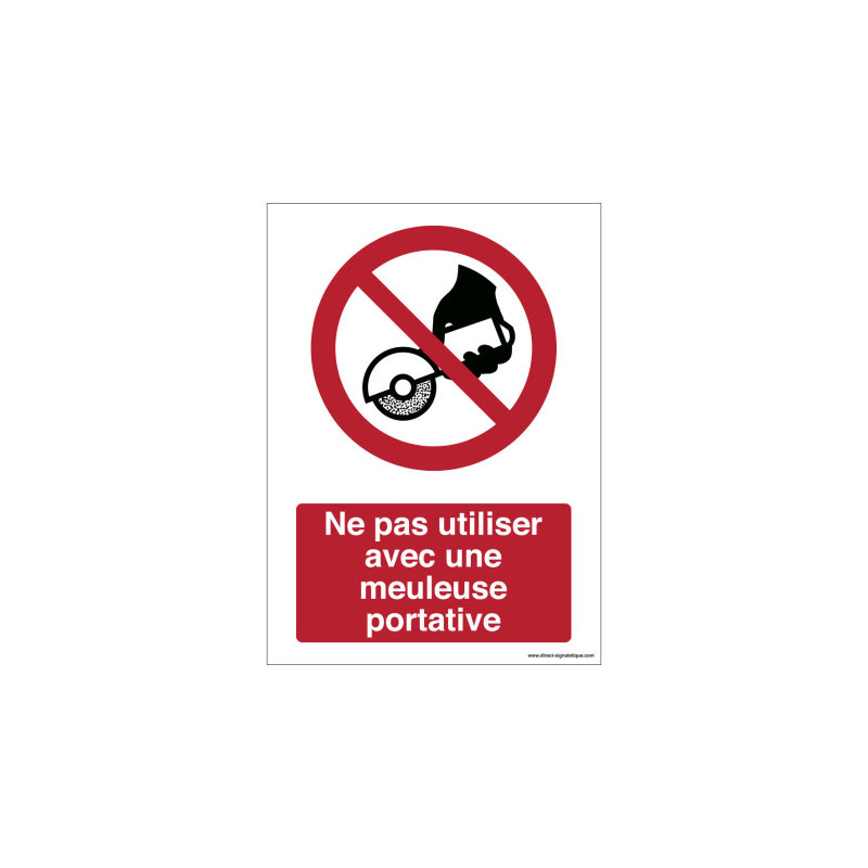 Panneau Interdiction Meuleuse Portative | Sécurité ISO 7010