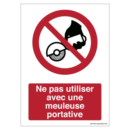 Panneau Interdiction Meuleuse Portative | Sécurité ISO 7010