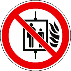 Panneau Interdiction Ascenseur Incendie ISO 7010 | Zone-Print