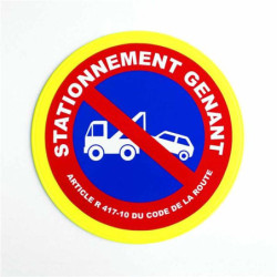 Panneau Stationnement Interdit Fourrière - Liseré Jaune Fluorescent