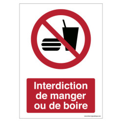 Panneau Interdiction Manger Boire | Signalétique Pro ISO 7010