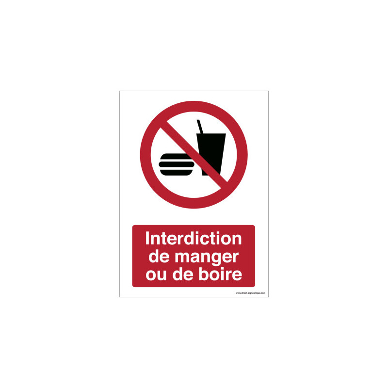 Panneau Interdiction Manger Boire | Signalétique Pro ISO 7010