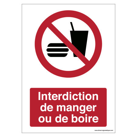 Panneau Interdiction Manger Boire | Signalétique Pro ISO 7010
