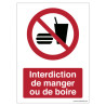 Panneau Interdiction Manger Boire | Signalétique Pro ISO 7010