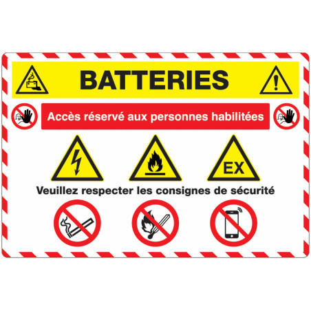 Panneau Accès Restreint Batteries | Signalétique Sécurité