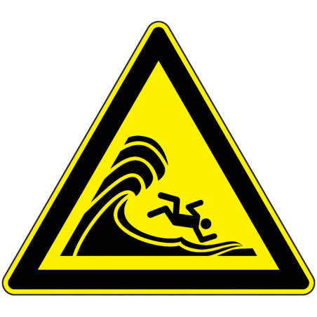 Panneau Danger Vagues Puissantes | Sécurité Zone Côtière BTP