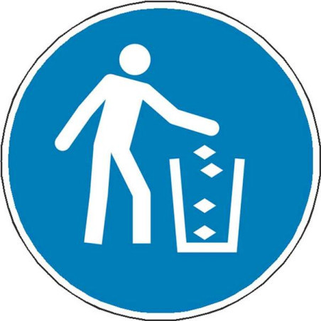 Panneau Obligation Poubelle ISO 7010 | Signalétique Pro Zone-Print