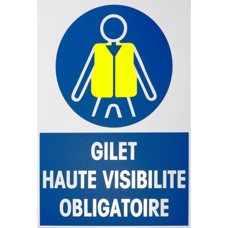 Panneau Obligation Gilet Haute Visibilité | Zone-Print