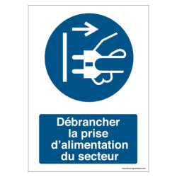 Panneau Sécurité Électrique ISO 7010 - Débrancher Prise