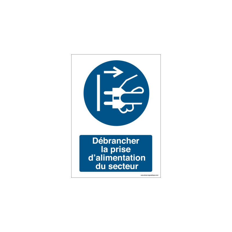 Panneau Sécurité Électrique ISO 7010 - Débrancher Prise