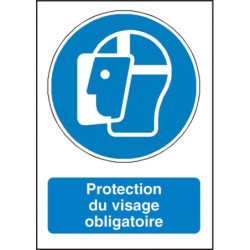 Panneau Obligation Protection Visage | Signalétique BTP & Industrie