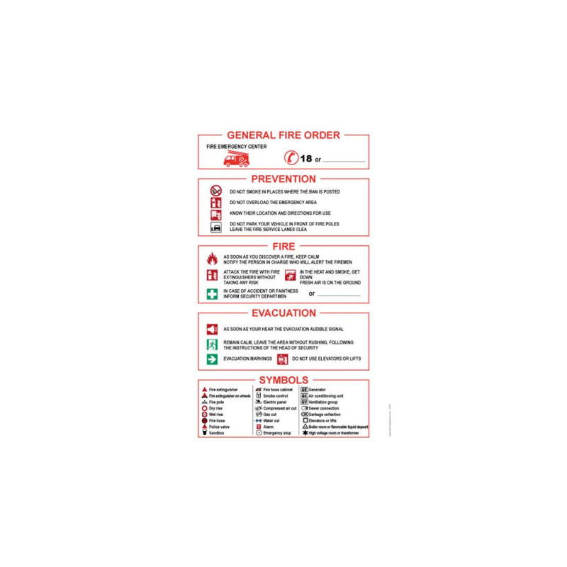 Panneau Consigne Générale Incendie - Sécurité ERP | Zone-Print
