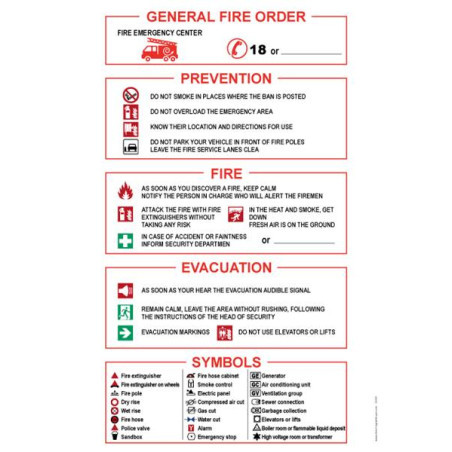 Panneau Consigne Générale Incendie - Sécurité ERP | Zone-Print