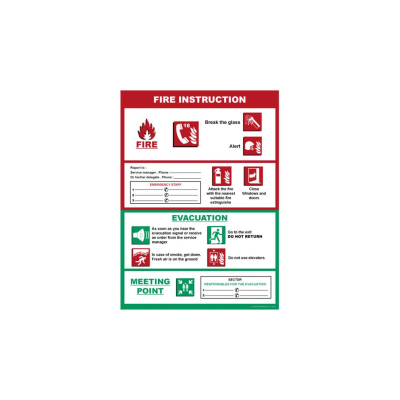 Panneau Consignes Incendie & Évacuation - Sécurité Pro Zone-Print