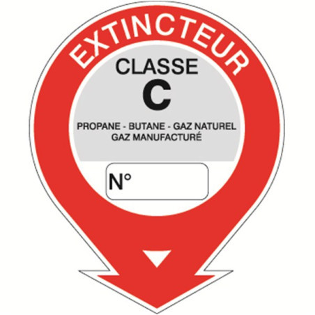 Signalétique Extincteur Classe C | Feux de Gaz | Zone-Print.fr