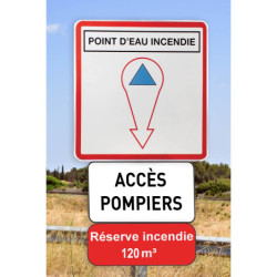Panneau Point d'Eau Incendie – Volume & Flèche Personnalisés