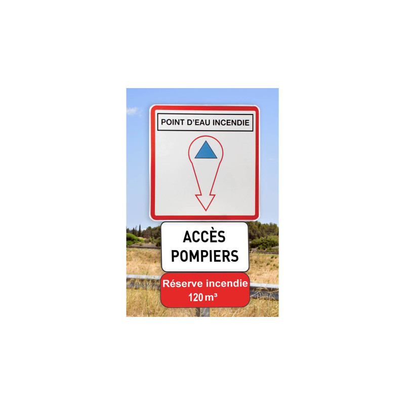 Panneau Point d'Eau Incendie – Volume & Flèche Personnalisés