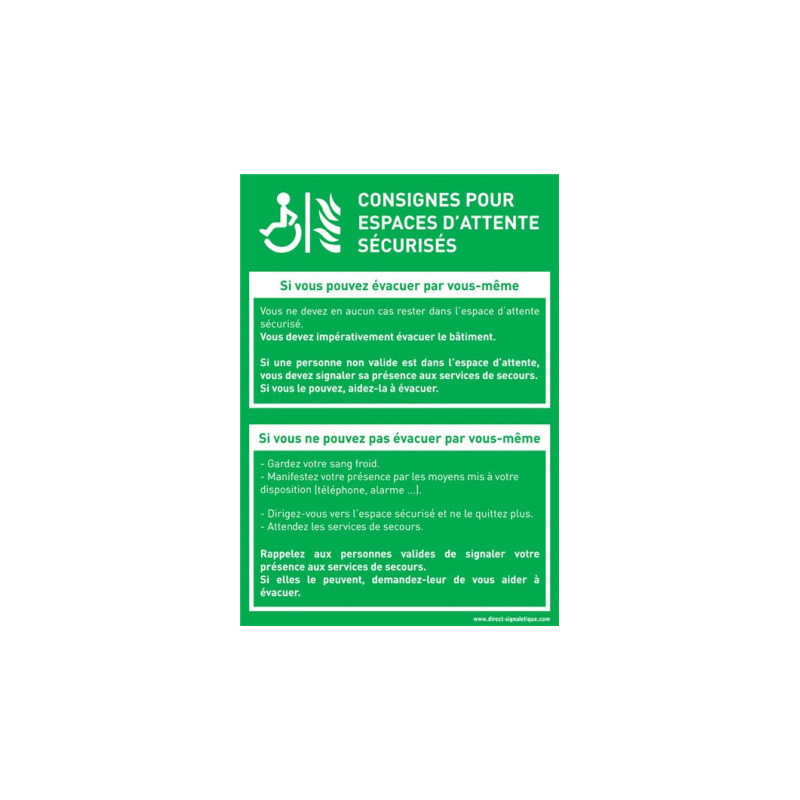 Consignes Sécurité Espaces d'Attente Pro PVC A4 | Zone-Print