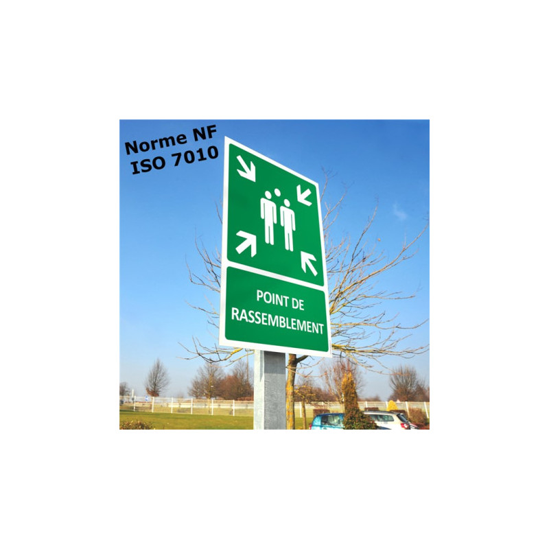 Kit Point de Rassemblement ISO 7010 | Panneau + Poteau