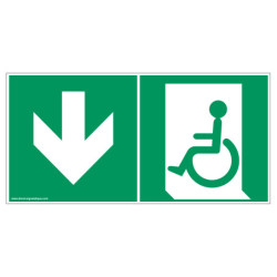 Panneau Évacuation PMR Bas | Signalétique Sécurité ISO 7010