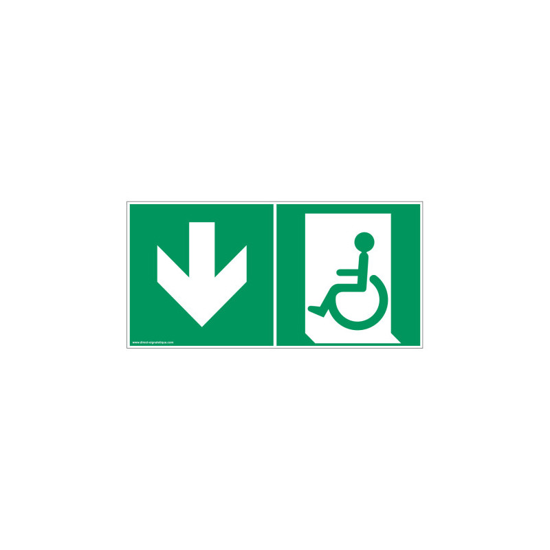 Panneau Évacuation PMR Bas | Signalétique Sécurité ISO 7010