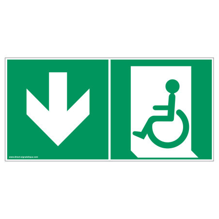 Panneau Évacuation PMR Bas | Signalétique Sécurité ISO 7010