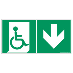 Panneau Évacuation PMR Bas | Sécurité ISO 7010 - Zone-Print