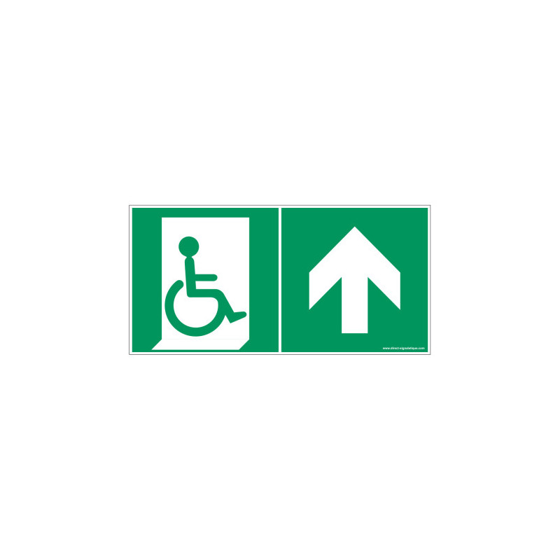 Panneau Évacuation PMR Haut | Signalétique Sécurité ISO 7010