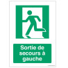 Sortie de Secours Gauche E001 | Panneau Signalétique Pro Zone-Print