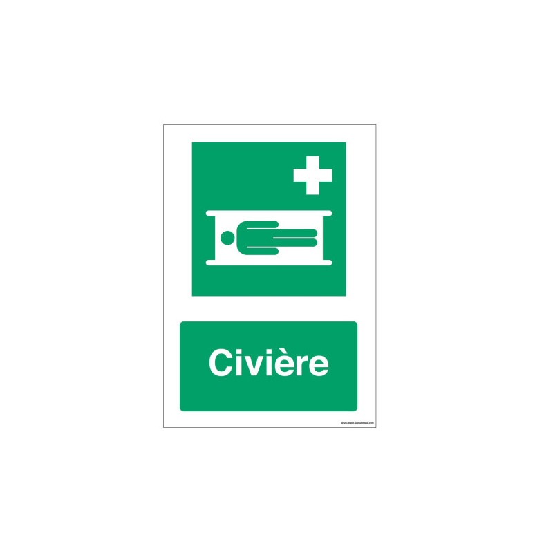Signalisation Civière E013 ISO 7010 | Panneau Secours Zone-Print