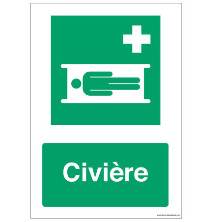 Signalisation Civière E013 ISO 7010 | Panneau Secours Zone-Print